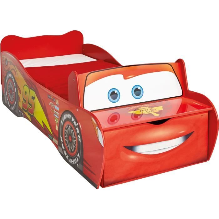 disney cars lit enfant flash mcqueen, avec rangement pour matelas 140cm x 70cm