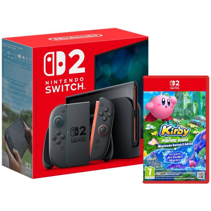 Pack Nintendo : Console Nintendo Switch 2 (Batterie remplaçable) + Kirby et le Monde Oublié + Le Pays des Étoiles Filantes
