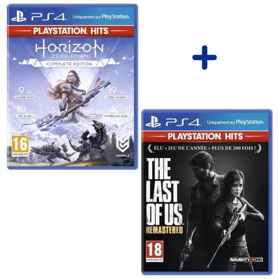 Pack 2 Jeux PS4 PlayStation Hits : Horizon Zero Dawn Complete Edition + The Last Of Us Remastered