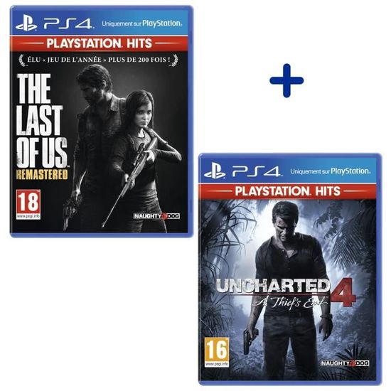 Pack 2 Jeux PS4 PlayStation Hits : The Last Of Us Remastered + Uncharted 4: A Thief's End