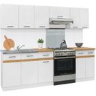 BRAND JUNONA Cuisine complète 240cm - 7 élements - Plan de travail inclus - Blanc brillant