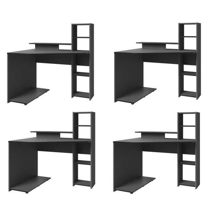 Lot De 4 Bureaux Gaming D Angle Reversible Decor Gris Et Noir L 112 X P 90 X H 121 Cm Mode Jeu Multiplayer Achat Vente Bureau Lot