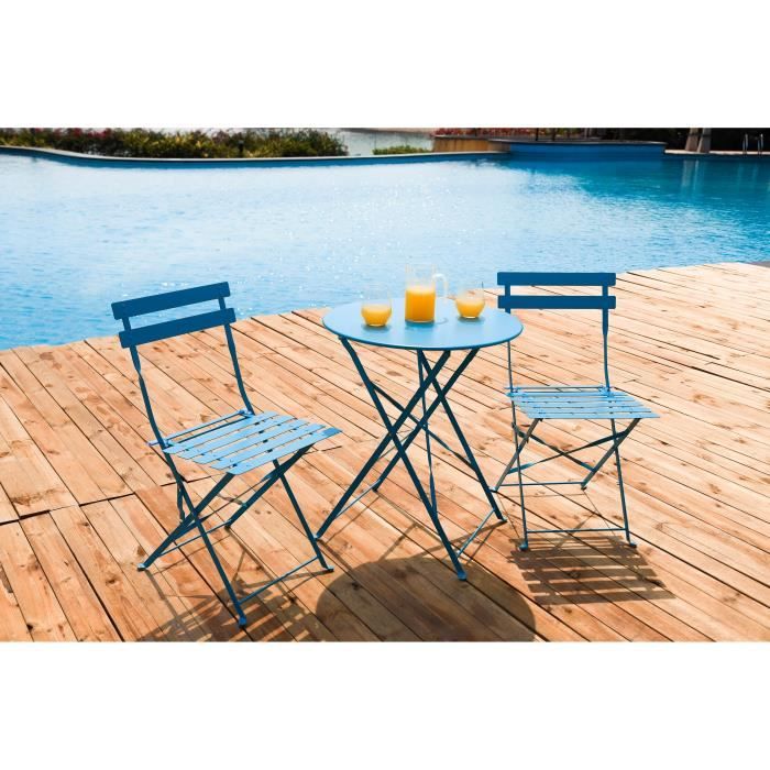 Set Bistrot 2 Personnes Table Diametre 60 Cm Avec 2 Chaises