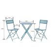 Set bistrot 2 personnes - table diamètre 60 cm avec 2 chaises - plateau et chaises avec motifs - Bleu clair-1