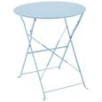 Ensemble de jardin bistrot 2 personnes - Table ronde 60 cm avec 2 chaises - Acier thermolaqué - Bleu-2