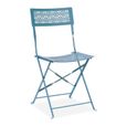 Set bistrot 2 personnes - table diamètre 60 cm avec 2 chaises - plateau et chaises avec motifs - Bleu clair-3