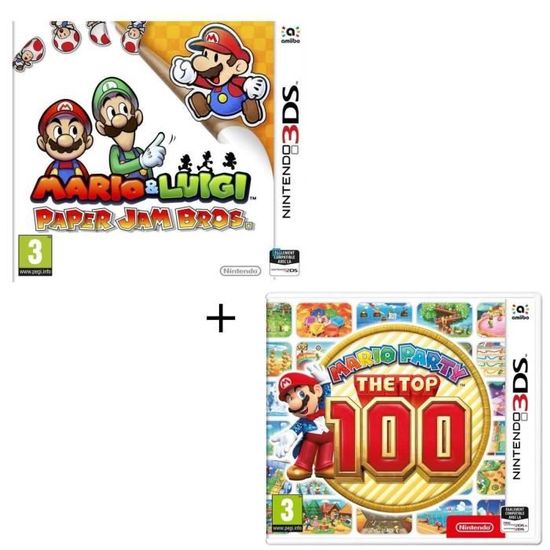 Pack 2 jeux 3DS : Mario & Luigi paper jam + Mario Party The Top 100