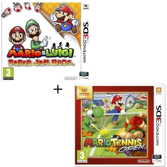 Pack 2 jeux 3DS : Mario & Luigi paper jam + Mario Tennis Open