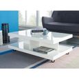 ROLLUP Table basse sur roulettes style contemporain laqué blanc brillant - L 100 x l 60 cm-0