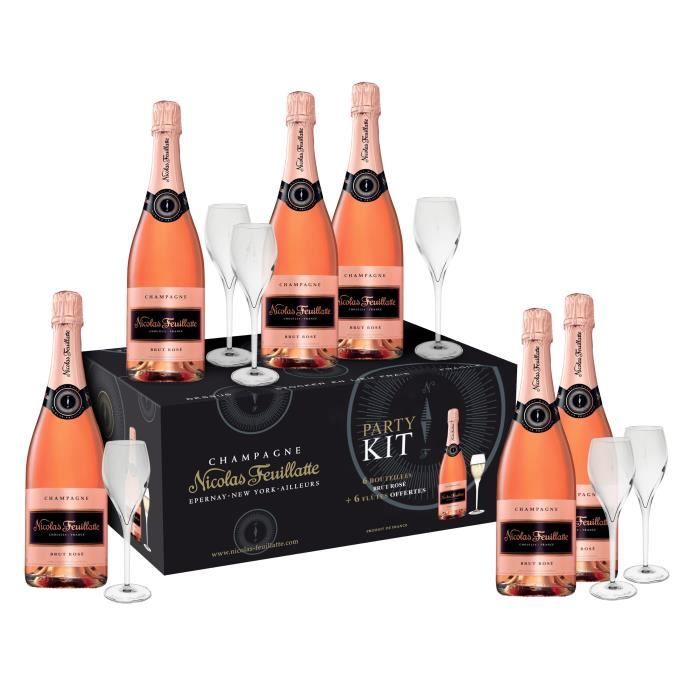 Champagne Nicolas Feuillatte Carton de 6 bouteilles de rosé 75 cl + 6