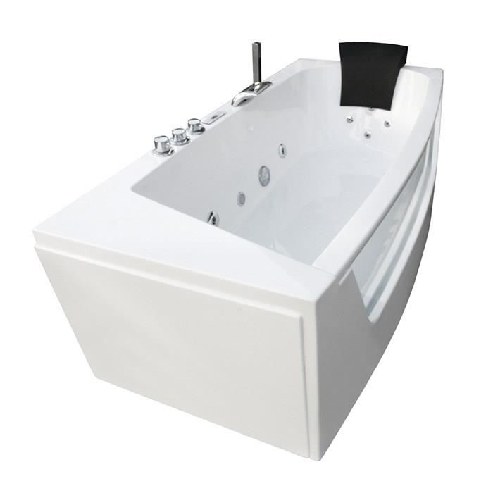 Baignoire Balnéo - Pack Luxe - 185x90x68cm - Appuie-tête - Système Air Bubble - LED - Cascade d'eau