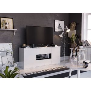 Meuble TV avec tiroir largeur 150 cm FUTURA blanc brillant