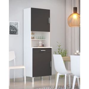 Desserte de cuisine cosy placard avec tiroir bois noir et plateaux façon  hêtre l.60 cm - Conforama