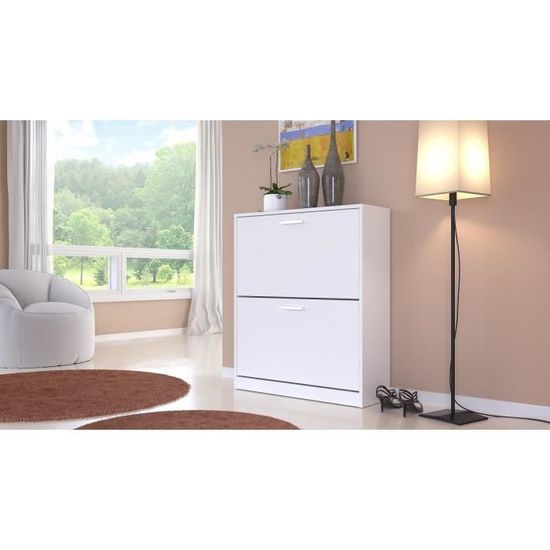 ROAD Meuble à chaussures contemporain blanc mat L 60 cm Cdiscount