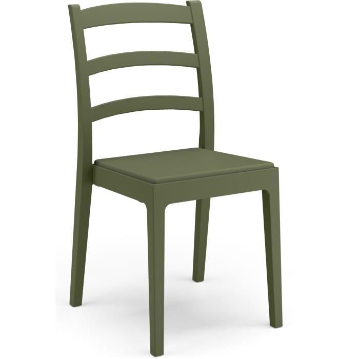 Lot de 4 chaises - ARETA - REA - 51 x 46 x H88 cm - Vert olive