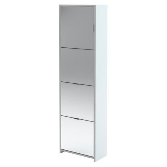 Meuble à chaussures blanc avec miroir L 25 cm RIMINI Cdiscount Maison