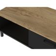 OXFORD Table Basse décor noir et chêne - Style industriel - L 100 x P 55 x H 40 cm-4