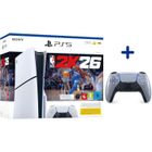 SONY COMPUTER ENTERTAINMENT Pack PS5 Standard : Console PlayStation 5 (modèle Slim) + NBA 2K26 (code dans la boite) + 2ème Manette DualSense - Sterling Silver
