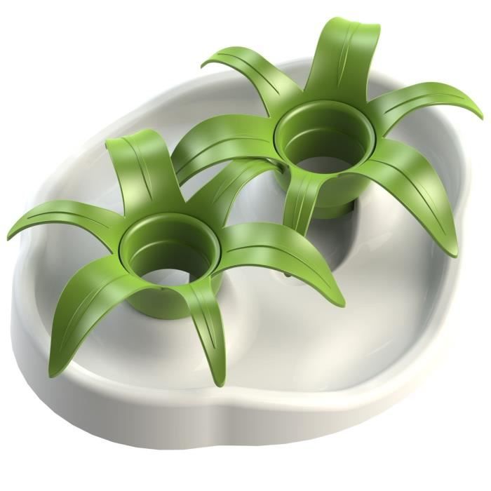 AIKIOU Thin Kat Flower Gamelle interactive - Blanc et vert - Pour chien