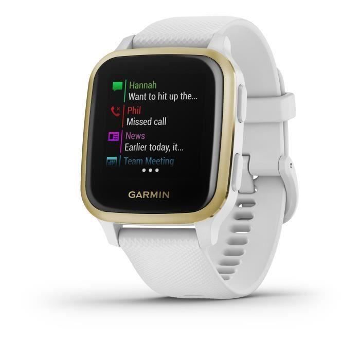 GARMIN Venu Sq - White/Light Gold - Montre GPS de sport connectée santé et bien-être
