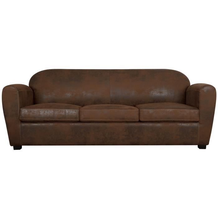 Ops 100 Francais Canape Club Convertible 3 Places Corona Tissu Marron Effet Vintage L 208 X P 90 Cm Achat Vente Canape Sofa Divan Cdiscount