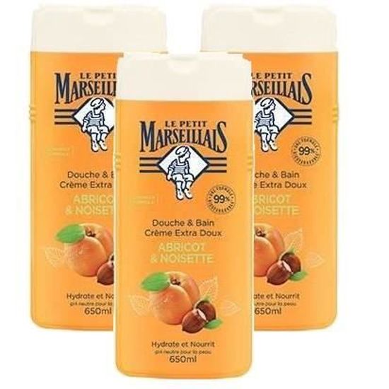 [Lot de 3] Le Petit Marseillais Douche Crème Extra Doux Abricot et
