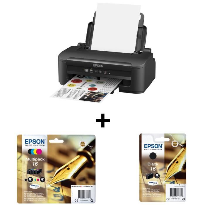 Pack EPSON : Imprimante Monofonction WorkForce WF Jet dencre 4 couleurs + Multipack T1626 + Cartouche T1621