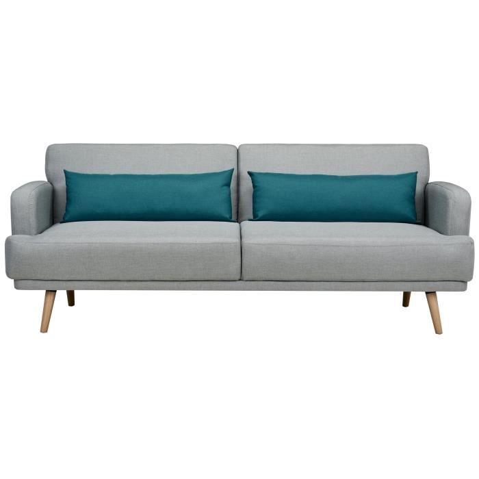 Canape Convertible 3 Places Gris Scandinave