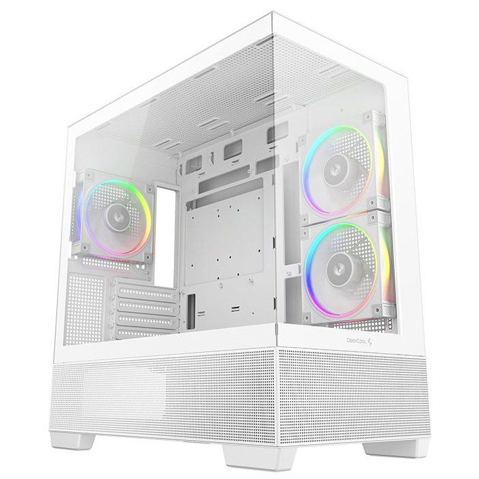 Deepcool Boîtier CG380 3F WH Panoramique Micro-ATX 3 Ventilateurs ARGB Blanc - vue 2