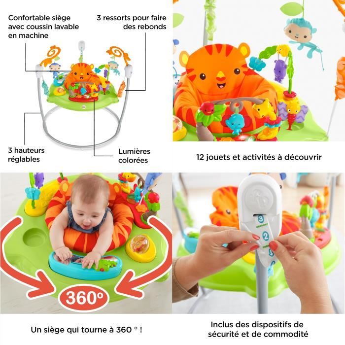 Fisher-Price Jumperoo Jungle trotteur bébé, 4 ai…