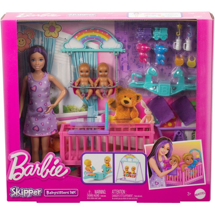 Babysitter Doll Twin Nursery Barbie Playset Skipper Nurserie