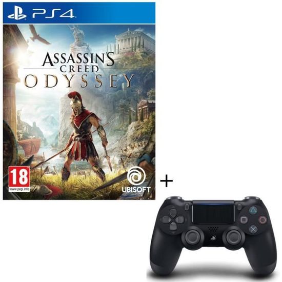 Pack Assassin's Creed Odyssey Jeu PS4 + Manette DualShock 4 Noire