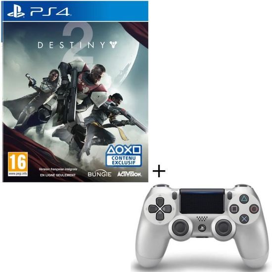 Pack Destiny 2 + Manette PS4 DualShock 4 Silver V2