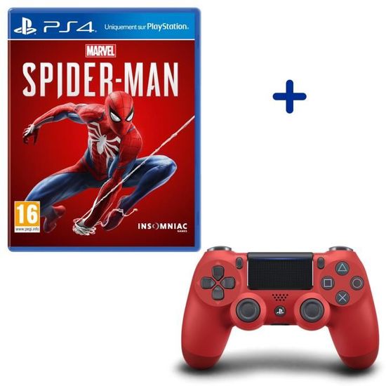 Pack Marvel's Spider-Man + Manette PS4 DualShock 4 Rouge V2