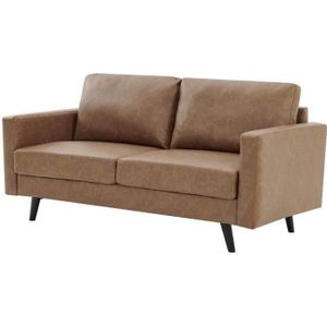 Canapé 3 places - Simili vintage Marron - L 175 x P 80 x H 85 cm - NELSON