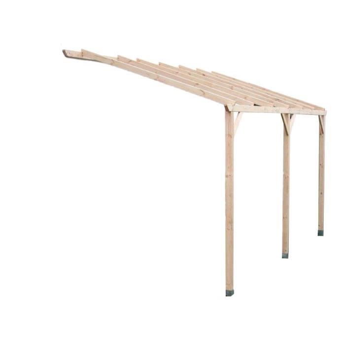 Carport mural en bois Autoclave 15 m² - ALTONA - 3 x 5 m - Pin traité autoclave 100% FSC - Hauteur a