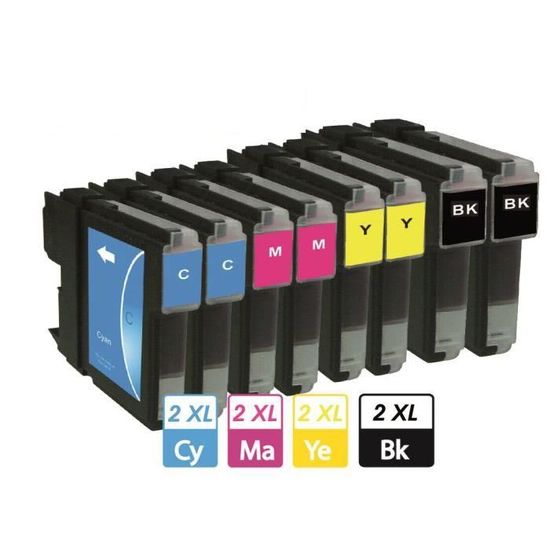 Kit 8 Cartouches D'encre Compatible Brother MFC-5490CN/5890CN/5895CW – Go Inks – Noire 25ml + Couleurs 12ml