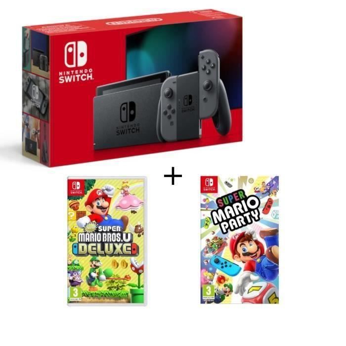 Pack Nintendo Switch Grise New Super Mario Bros U Deluxe Super Mario Party Cdiscount Jeux Video