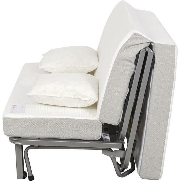 Relaxima - Banquette BZ VIRGINIA 140x190, matelas Dunlopillo, angel gris
