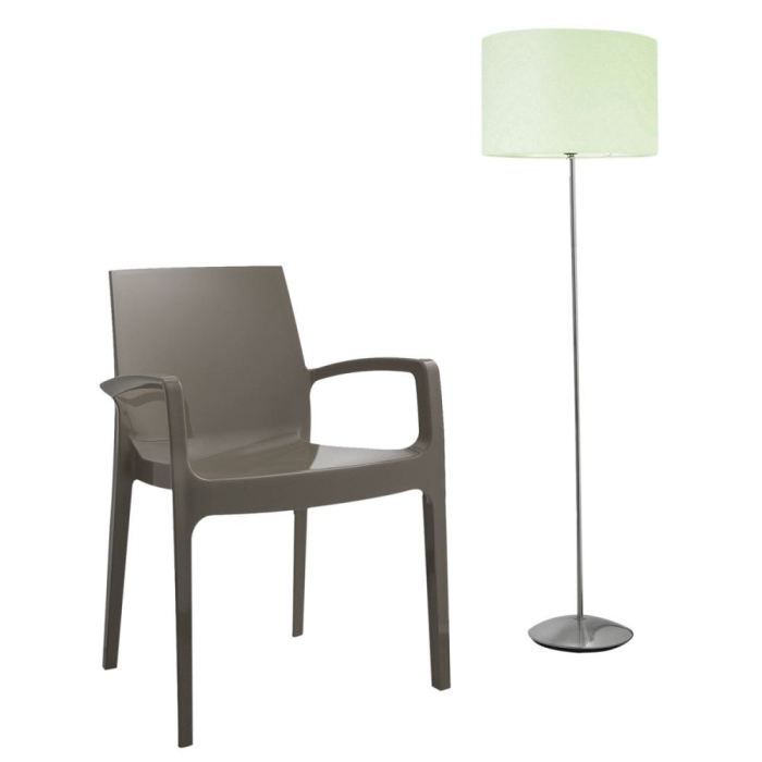 Chaise - Cream - Grise anthracite - Avec accoudoirs - Design en polycarbonate brillant