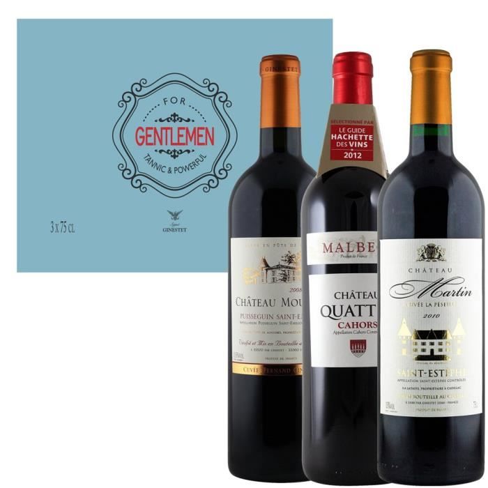 Coffret Vin for Gentlemen 3x75cl - La cave Cdiscount