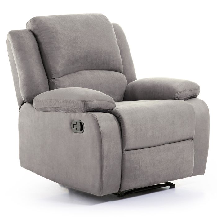 Fauteuil Relaxation 1 place Microfibre Grise LEO - L88 x 93 x 96cm - LOUNGITUDE
