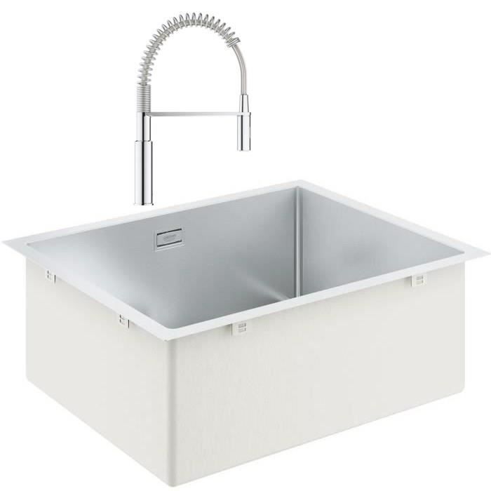 GROHE Évier en acier inoxydable K700 31726SD0 A encastrer 1 bac sans égouttoir 55x45 cm Inox - vue 2