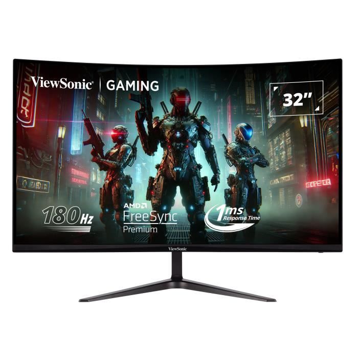 Ecran PC Gamer Incurvé – VIEWSONIC – 32 FHD – Dalle VA – 1 ms – 180Hz – DisplayPort – AMD FreeSync – VX3218-PC-MHD