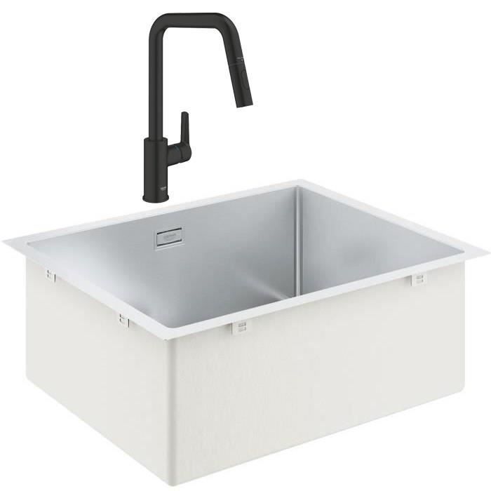 GROHE Évier en acier inoxydable K700 31726SD0 A encastrer 1 bac sans égouttoir 55x45 cm Inox - vue 6