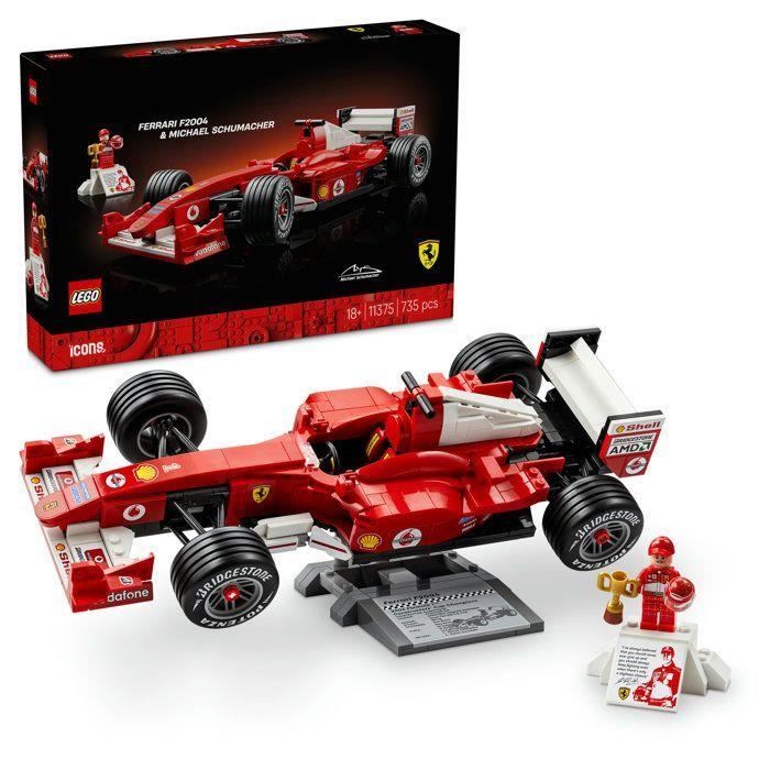 LEGO Icons 11375 Ferrari F2004 et Michael Schumacher - Maquette de Voiture F1 - Set Adulte