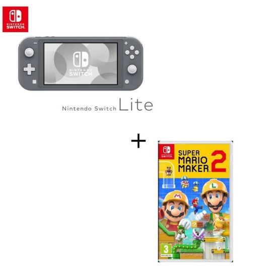 Console Switch Lite Grise + Jeu Switch Super Mario Maker 2