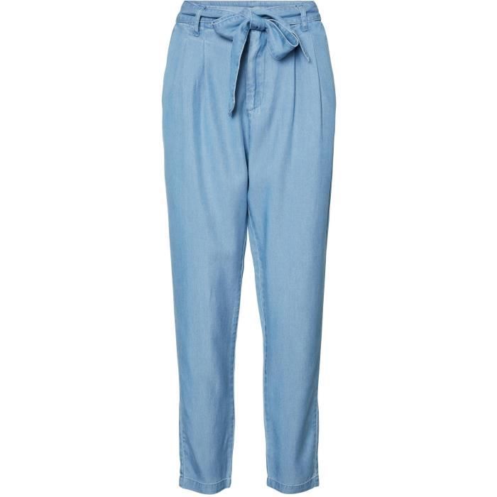 VERO MODA Pantalon Taille Haute Bleu Ciel Denim Femme