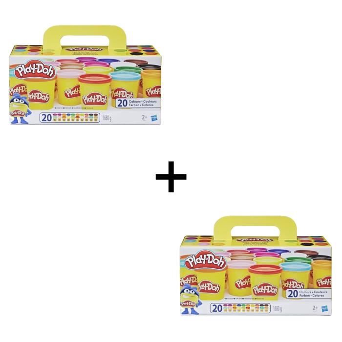 Pack PLAY-DOH - 2x20 pots de Pâte A Modeler - Super couleurs - 84 g chacun