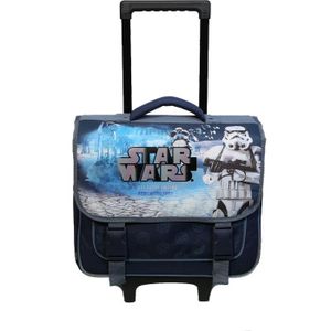 CARTABLE STAR WARS Cartable à Roulettes 2 compartiments + 1 poche Bleu Enfant